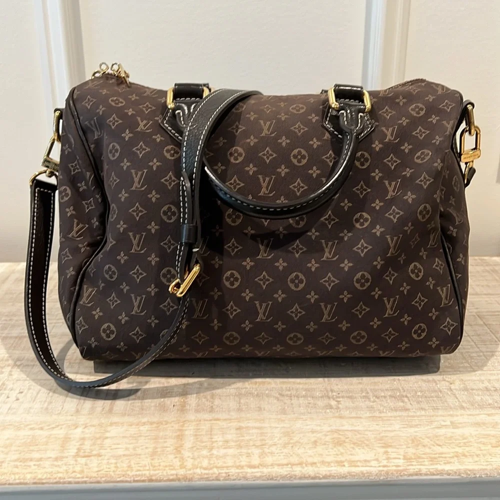 Louis Vuitton Mini Lin Speedy 30 Bandouliere w/ Crossbody Strap Brown LV EUC - Picture 3 of 12